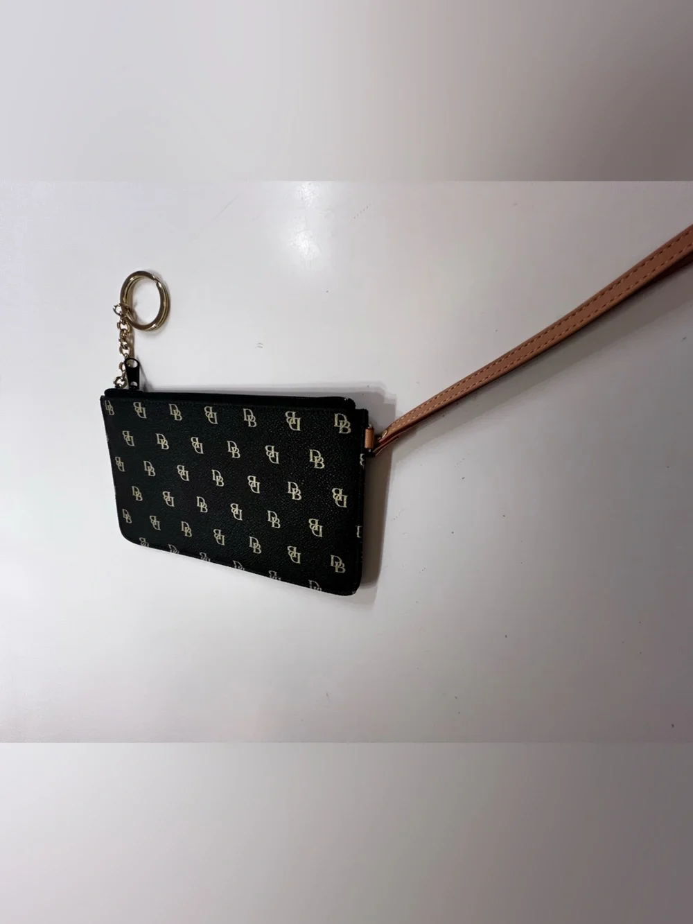 DOONEY & BOURKE SIGNATURE MONOGRAM ZIP BROWN  W/GOLD “DB” LOGO WRISTLET   NWOT